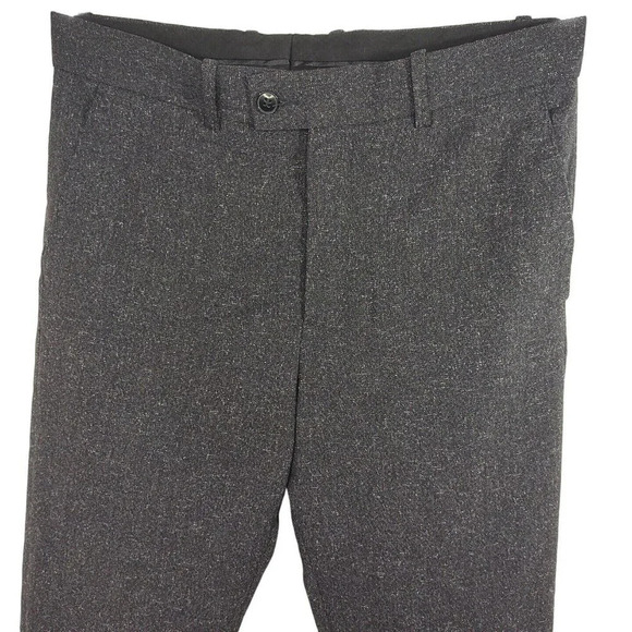 H&M Black Regular Fit Dress Pants Slim Leg Men Size 32 Reg. Flat Front Pockets - Picture 2 of 7